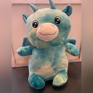 Plush Dragon Toy - Teal and Blue 16in